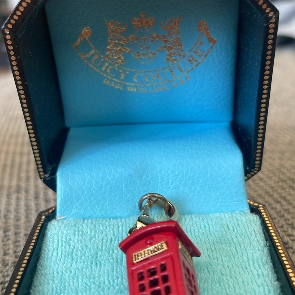 Juicy Couture Red Telephone Booth Charm Gold Tone - Picture 7 of 11